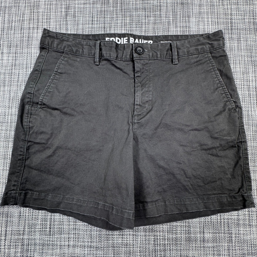 Eddie Bauer Shorts Womens 16 Gray Boyfriend Mid Rise Cotton Stretch Flat Front